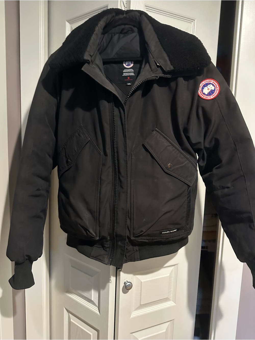 Canada Goose Black Puffer Jacket with Shearling Collar